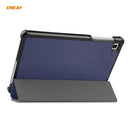 ENKAY PU Leather + Plastic Case with Three-folding Holder for Samsung Galaxy Tab A7 Lite T220 / T225(Dark Blue)