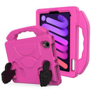 For iPad mini 6 EVA Material Children Flat Anti Falling Cover Protective Shell with Thumb Bracket(Rose Red)