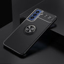 For Samsung Galaxy S21 FE 5G Metal Ring Holder 360 Degree Rotating TPU Case(Black+Black)