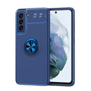 For Samsung Galaxy S21 FE 5G Metal Ring Holder 360 Degree Rotating TPU Case(Blue+Blue)