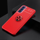 For Samsung Galaxy S21 FE 5G Metal Ring Holder 360 Degree Rotating TPU Case(Red+Red)