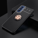 For Samsung Galaxy S21 FE 5G Metal Ring Holder 360 Degree Rotating TPU Case(Black+Rose Gold)