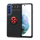 For Samsung Galaxy S21 FE 5G Metal Ring Holder 360 Degree Rotating TPU Case(Black+Red)