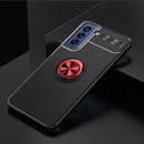For Samsung Galaxy S21 FE 5G Metal Ring Holder 360 Degree Rotating TPU Case(Black+Red)