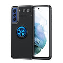 For Samsung Galaxy S21 FE 5G Metal Ring Holder 360 Degree Rotating TPU Case(Black+Blue)