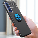 For Samsung Galaxy S21 FE 5G Metal Ring Holder 360 Degree Rotating TPU Case(Red+Red)