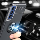 For Samsung Galaxy S21 FE 5G Metal Ring Holder 360 Degree Rotating TPU Case(Red+Red)