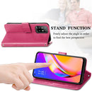For OPPO A94 5G / F19 Pro+ / Reno5 Z Four-leaf Clasp Embossed Buckle Mobile Phone Protection Leather Case with Lanyard & Card Slot & Wallet & Bracket Function(Rose Red)