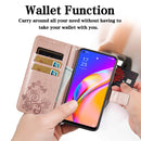 For OPPO A94 5G / F19 Pro+ / Reno5 Z Four-leaf Clasp Embossed Buckle Mobile Phone Protection Leather Case with Lanyard & Card Slot & Wallet & Bracket Function(Rose Gold)