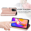 For OPPO A94 5G / F19 Pro+ / Reno5 Z Four-leaf Clasp Embossed Buckle Mobile Phone Protection Leather Case with Lanyard & Card Slot & Wallet & Bracket Function(Rose Gold)
