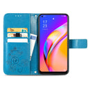 For OPPO A94 5G / F19 Pro+ / Reno5 Z Four-leaf Clasp Embossed Buckle Mobile Phone Protection Leather Case with Lanyard & Card Slot & Wallet & Bracket Function(Blue)