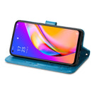 For OPPO A94 5G / F19 Pro+ / Reno5 Z Four-leaf Clasp Embossed Buckle Mobile Phone Protection Leather Case with Lanyard & Card Slot & Wallet & Bracket Function(Blue)