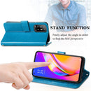 For OPPO A94 5G / F19 Pro+ / Reno5 Z Four-leaf Clasp Embossed Buckle Mobile Phone Protection Leather Case with Lanyard & Card Slot & Wallet & Bracket Function(Blue)