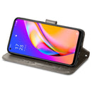 For OPPO A94 5G / F19 Pro+ / Reno5 Z Four-leaf Clasp Embossed Buckle Mobile Phone Protection Leather Case with Lanyard & Card Slot & Wallet & Bracket Function(Grey)