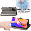 For OPPO A94 5G / F19 Pro+ / Reno5 Z Four-leaf Clasp Embossed Buckle Mobile Phone Protection Leather Case with Lanyard & Card Slot & Wallet & Bracket Function(Grey)
