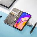 For OPPO A94 5G / F19 Pro+ / Reno5 Z Four-leaf Clasp Embossed Buckle Mobile Phone Protection Leather Case with Lanyard & Card Slot & Wallet & Bracket Function(Grey)