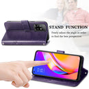 For OPPO A94 5G / F19 Pro+ / Reno5 Z Four-leaf Clasp Embossed Buckle Mobile Phone Protection Leather Case with Lanyard & Card Slot & Wallet & Bracket Function(Purple)