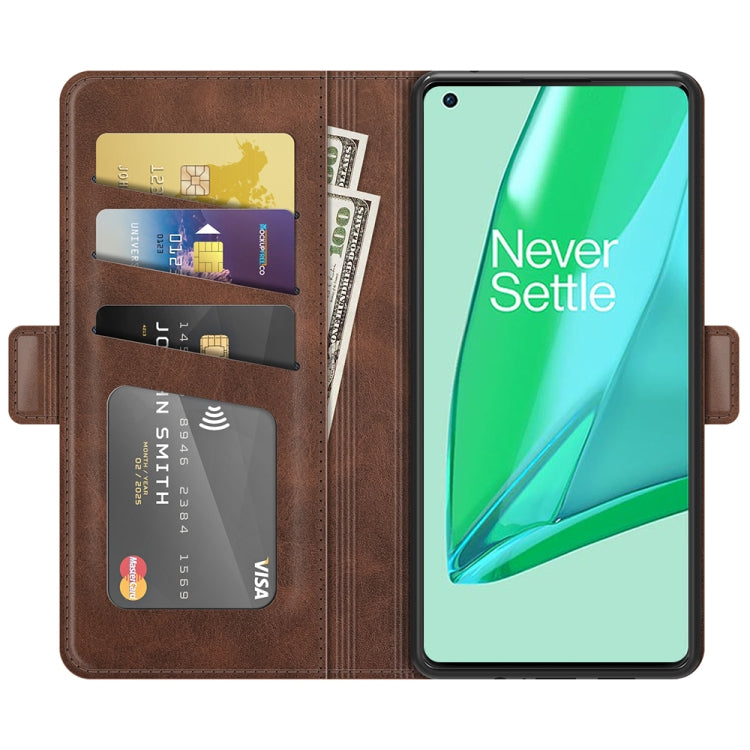 For OnePlus 9 Pro Dual-side Magnetic Buckle Horizontal Flip Leather Case with Holder & Card Slots & Wallet(Brown)