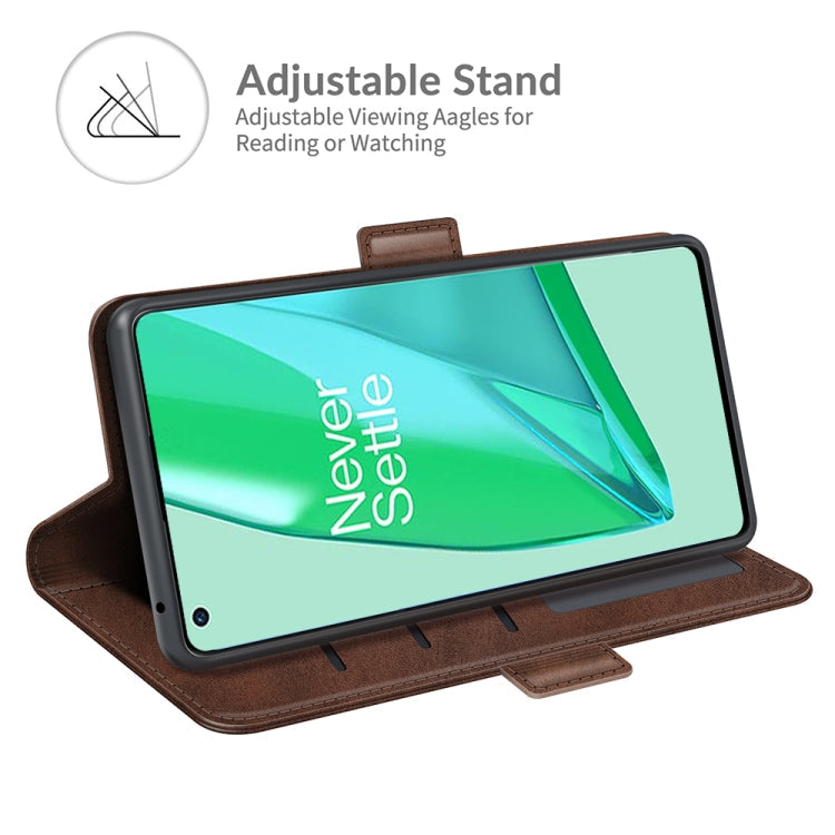 For OnePlus 9 Pro Dual-side Magnetic Buckle Horizontal Flip Leather Case with Holder & Card Slots & Wallet(Brown)