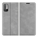 For Xiaomi Redmi Note 10 5G Retro-skin Business Magnetic Suction Leather Case with Holder & Card Slots & Wallet(Grey)
