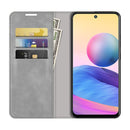 For Xiaomi Redmi Note 10 5G Retro-skin Business Magnetic Suction Leather Case with Holder & Card Slots & Wallet(Grey)