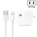 12W USB Charger + USB to 8 Pin Data Cable for iPad / iPhone / iPod Series, US Plug