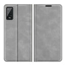 For Wiko Power U20 Retro-skin Business Magnetic Suction Leather Case with Holder & Card Slots & Wallet(Grey)