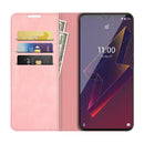 For Wiko Power U20 Retro-skin Business Magnetic Suction Leather Case with Holder & Card Slots & Wallet(Pink)