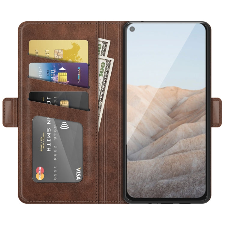 For Google Pixel 5A 5G Dual-side Magnetic Buckle Horizontal Flip Leather Case with Holder & Card Slots & Wallet(Brown)