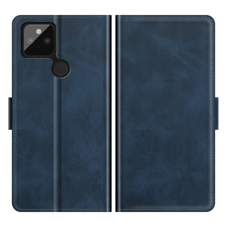 For Google Pixel 5A 5G Dual-side Magnetic Buckle Horizontal Flip Leather Case with Holder & Card Slots & Wallet(Dark Blue)