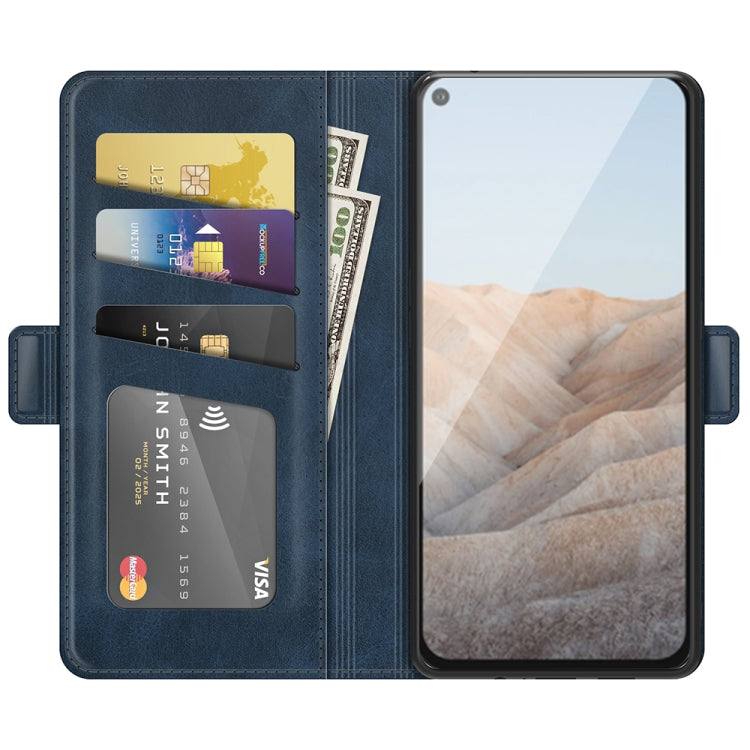 For Google Pixel 5A 5G Dual-side Magnetic Buckle Horizontal Flip Leather Case with Holder & Card Slots & Wallet(Dark Blue)