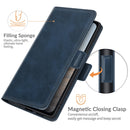For Google Pixel 5A 5G Dual-side Magnetic Buckle Horizontal Flip Leather Case with Holder & Card Slots & Wallet(Dark Blue)