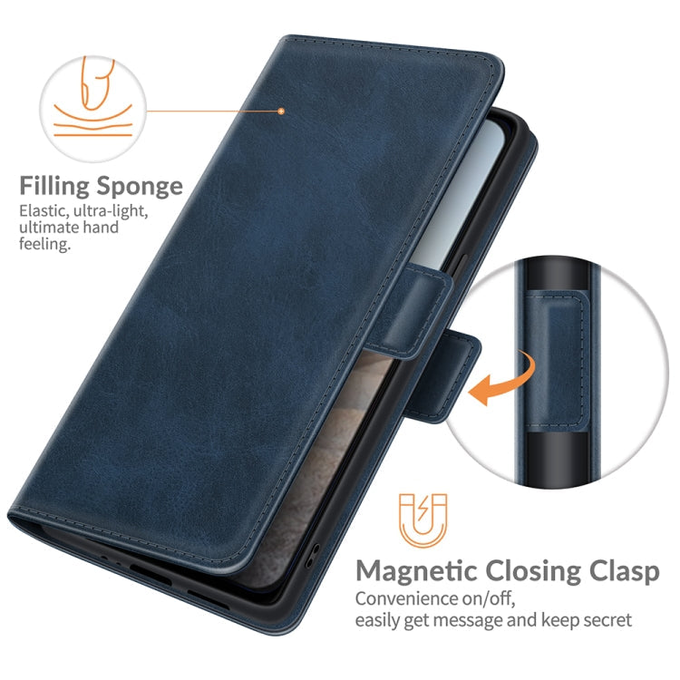 For Google Pixel 5A 5G Dual-side Magnetic Buckle Horizontal Flip Leather Case with Holder & Card Slots & Wallet(Dark Blue)