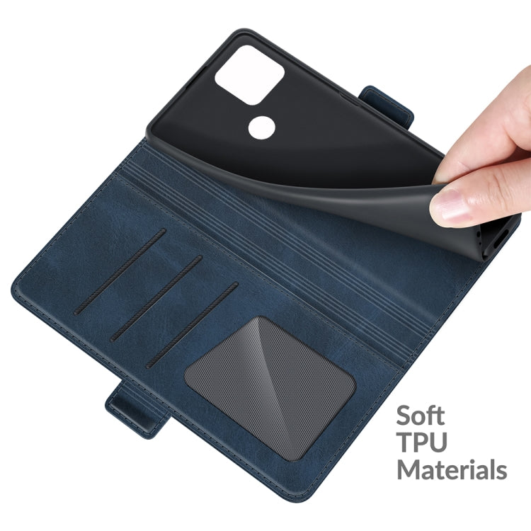 For Google Pixel 5A 5G Dual-side Magnetic Buckle Horizontal Flip Leather Case with Holder & Card Slots & Wallet(Dark Blue)