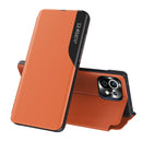 For Xiaomi Mi 11 Lite Side Display Shockproof Horizontal Flip Leather Case with Holder(Orange)