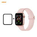 For Apple Watch Series 6 / 5 / 4 / SE 44mm Hat-Prince ENKAY 2 in 1 Adjustable Flexible Polyester Watch Band + Full Screen Full Glue PMMA Curved HD Screen Protector(Light Pink)