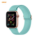 For Apple Watch Series 6 / 5 / 4 / SE 44mm Hat-Prince ENKAY 2 in 1 Adjustable Flexible Polyester Watch Band + Full Screen Full Glue PMMA Curved HD Screen Protector(Cyan)