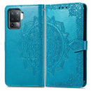 For OPPO A94 5G / F19 Pro+ / Reno5 Z Mandala Embossing Pattern Horizontal Flip Leather Case with Holder & Card Slots & Wallet & Lanyard(Blue)