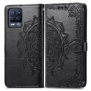For OPPO Realme 8 5G / Realme V13 5G Mandala Embossing Pattern Horizontal Flip Leather Case with Holder & Card Slots & Wallet & Lanyard(Black)