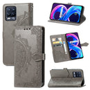 For OPPO Realme 8 5G / Realme V13 5G Mandala Embossing Pattern Horizontal Flip Leather Case with Holder & Card Slots & Wallet & Lanyard(Gray)