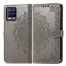 For OPPO Realme 8 5G / Realme V13 5G Mandala Embossing Pattern Horizontal Flip Leather Case with Holder & Card Slots & Wallet & Lanyard(Gray)