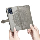 For OPPO Realme 8 5G / Realme V13 5G Mandala Embossing Pattern Horizontal Flip Leather Case with Holder & Card Slots & Wallet & Lanyard(Gray)