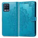 For OPPO Realme 8 5G / Realme V13 5G Mandala Embossing Pattern Horizontal Flip Leather Case with Holder & Card Slots & Wallet & Lanyard(Blue)