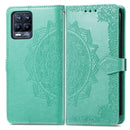 For OPPO Realme 8 5G / Realme V13 5G Mandala Embossing Pattern Horizontal Flip Leather Case with Holder & Card Slots & Wallet & Lanyard(Green)