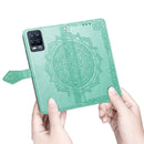 For OPPO Realme 8 5G / Realme V13 5G Mandala Embossing Pattern Horizontal Flip Leather Case with Holder & Card Slots & Wallet & Lanyard(Green)
