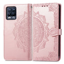 For OPPO Realme 8 5G / Realme V13 5G Mandala Embossing Pattern Horizontal Flip Leather Case with Holder & Card Slots & Wallet & Lanyard(Rose Gold)