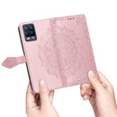 For OPPO Realme 8 5G / Realme V13 5G Mandala Embossing Pattern Horizontal Flip Leather Case with Holder & Card Slots & Wallet & Lanyard(Rose Gold)