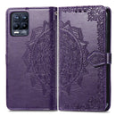 For OPPO Realme 8 5G / Realme V13 5G Mandala Embossing Pattern Horizontal Flip Leather Case with Holder & Card Slots & Wallet & Lanyard(Purple)