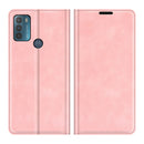 For Motorola Moto G50 Retro-skin Business Magnetic Suction Leather Case with Holder & Card Slots & Wallet(Pink)