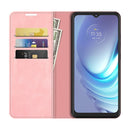 For Motorola Moto G50 Retro-skin Business Magnetic Suction Leather Case with Holder & Card Slots & Wallet(Pink)